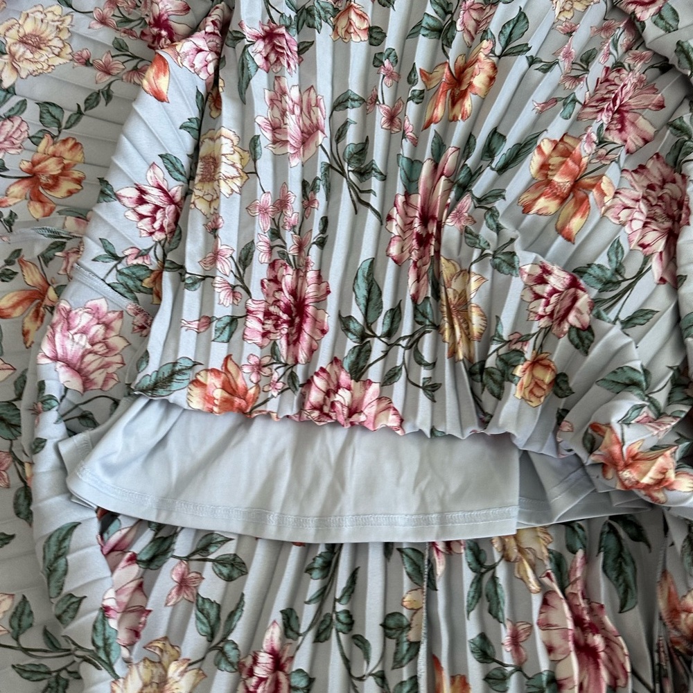 Jessica Simpson Halter Pleated Blue Floral Dress XS - Picture 12 of 14